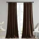 StangH Back Tab Brown Velvet Curtains - 90 inches Room Darkening Curtains for Living Room, Super Soft Window Treatment Rustic Drapes/Panels for Sliding Door/Laundry, W42x L90, Set of 2