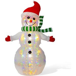 Glitzhome 8ft Christmas Inflatable Decorations ICY Snowman Decors with Build-in LEDs Blow Up Inflatables for Xmas Party Yard Lawn Garden Decors