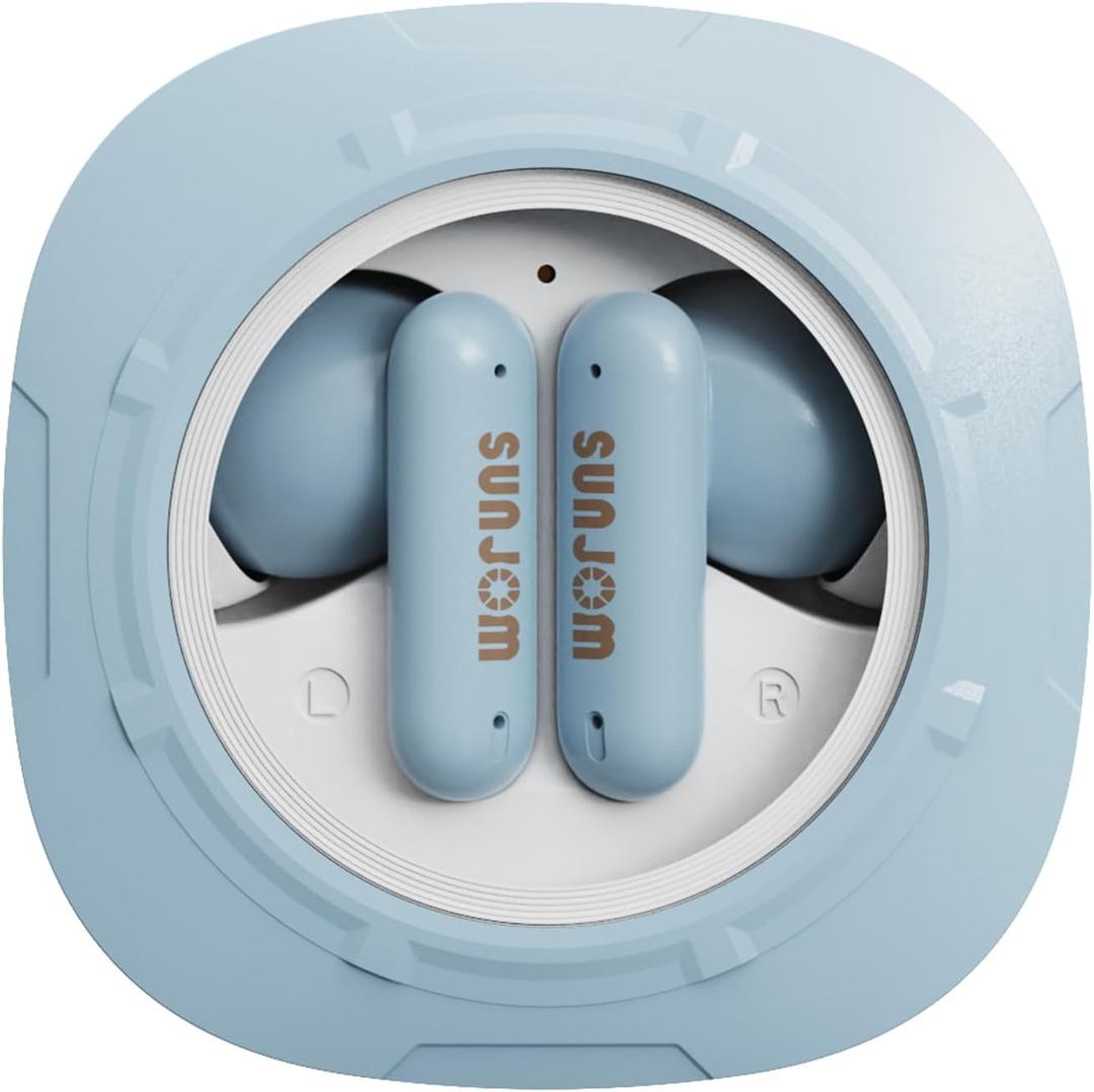 Xspace Ear Wireless Earbuds Hi-Res Audio Bluetooth 5.3 Headpahones True Wireless in Ear Earbuds Deep Bass in Ear Earphones Call Clear with Microphone Sweatproof for Sports, Gym, Work (Blue)