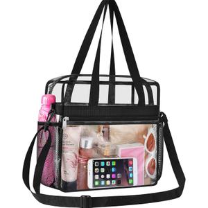 Oraben Clear Tote Bag Clear Bag Stadium Approved 12x6x12 Stadium Bag for Work, Sports Games,Gym (Black)