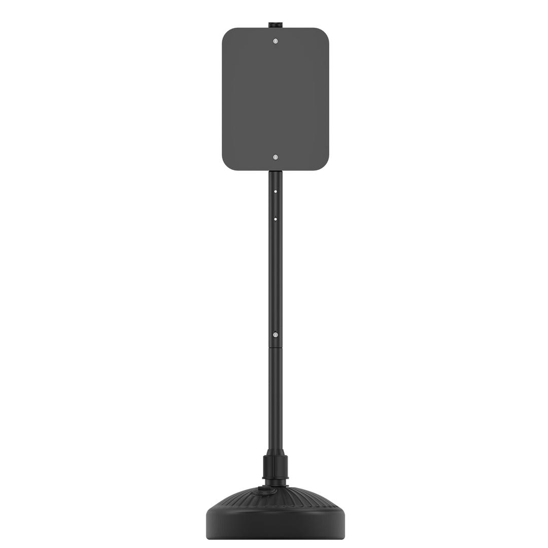 LAJIAOZ 65 Inch Portable Sign Holder Stand with Weighted Base, Adjustable Metal Pole Sign Stand for Outdoor Business, Parking, Traffic & Yard Signs, Heavy Duty Floor Sign Holder Black