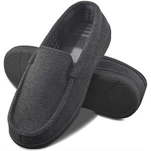 DL Men's Memory Foam Moccasin Slippers Breathable Moccasin Slippers Micro Wool House Shoes Anti-Slip Sole Indoor Outdoor size 12