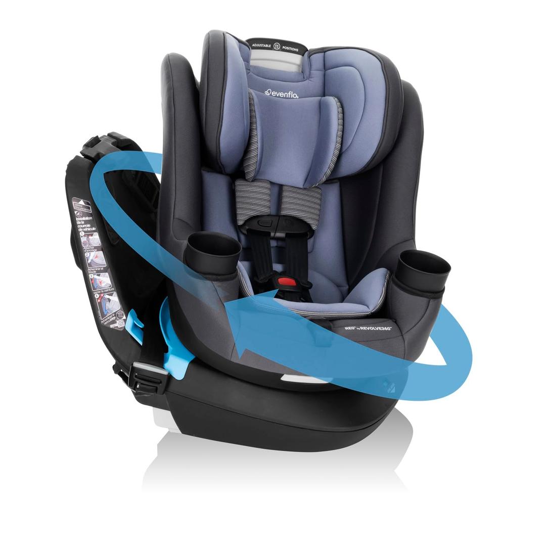 Evenflo REO by Revolve360 Rotating 2-in-1 Convertible Car Seat, 360 Degrees, Infant to Toddler, Forward and Rear Facing, Compact Design, One-time Install (Brookline) - Exp 2036/05/01
