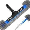 20'' 2 in 1 Pool Brush Head Cobweb Duster Heavy Duty Pool Cleaning Detachable Round Brush with EZ Clip & Wavy Nylon Bristles for Inground Pool & Above-Ground Pool (Without Pole)