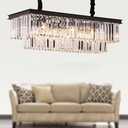 L39.4 W10.2 Rectangle Modern Crystal Chandeliers Lighting Pendant Ceiling Lights Fixture Lamp for Dining Living Room (Black)