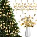 4 Pcs 15 Inch Gold Christmas Tree Picks Xmas Glitter Ball Christmas Tree Decorations Artificial Stems for Xmas Topper Ornaments DIY Wreath Garland Crafts Winter Home Decor