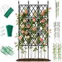 Jesosia Garden Trellis for Climbing Plants Outdoor - 65" PE-Coated Metal Pipes & Plastic Grids Rose Wall Trellis Frame - Sturdy Privacy Screen Plant Support Fence for Flowers Vines Vegetables
