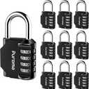 Puroma 10 Pack Combination Lock for Locker 4 Digit Outdoor Waterproof Padlock for School, Gym, Sports, Fence, Toolbox, Gate, Case, Outdoor, Hasp Storage, Cabinets (Black)