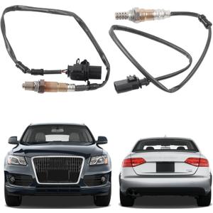 Dasbecan 250-24672 Oxygen Sensor 2pcs Compatible with 2011-2017 Audi Q5 2.0L, 2009-2016 Audi A4 2.0L, 2012-2015 Audi A6 Upstream & Downstream O2 Sensor Replaces# 250-25040