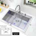 Friho 28 Inch Drop in Kitchen Sink, 28x18 Topmount Commercial Handmade 16 Gauge Single Bowl Stainless Steel Sink with Basket Strainer, 28"x18"x9"