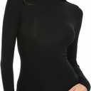 Womens Mock Turtleneck Long Sleeve Stretch Fitted Underscrubs Layer Tee Tops (Black, M)