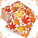 Sherr 200 Pcs Fall Cocktail Napkins Thanksgiving Paper Napkins Disposable Beverage Autumn Guest Towel Table Decoration Hand Towel for Kitchen Bathroom Party Supplies(Maple Leaf,Yellow Orange)