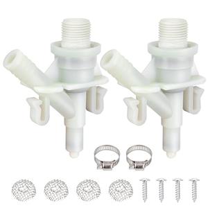 385311641 RV Toilet Water Valve Kit Replacement for Dometic and Sealand 300, 301, 310, 311, 320, 321 Series Pedal-Flush Toilets Camper Trailer RV Toilet, Includes Hose Clamp and Fasteners (2-Pack)