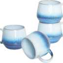 Bosmarlin Large Ceramic Coffee Mug Set of 4, 23 Oz, Coffee Cups with Big Handle, Microwave Safe, Unique Reactive Glaze (Blue)