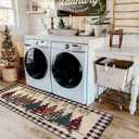 Buffalo Plaid Christmas Tree Merry Christmas Kitchen Mats Set of 2, Xmas Winter Home Decor Low-Profile Kitchen Rugs for Floor,Christmas Kitchen Mats for Floor 17x30+ 17x47 Inch (Linen-black)