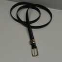 XZQTIVE Women Skinny Leather Belt Ladies Black Thin Waist Belt for Dresses Jeans Pants with Gold Buckle and Metal Loops