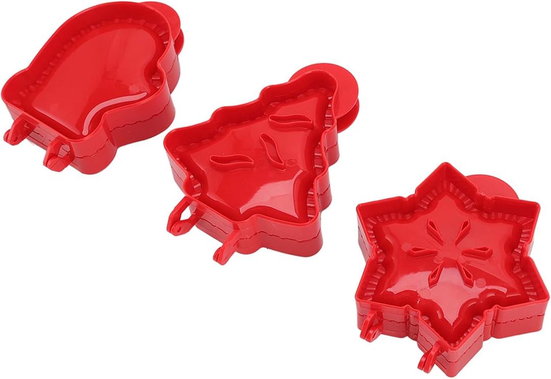 3Pcs Christmas Cookie Molds, Christmas Tree Star Glove Shape Pocket Pie Molds, Hand Dough Presser for Cookie Cake Baking