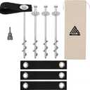 Trampoline Anchors High Wind Heavy Duty 12" Set of 4/6/8 with Straps, Drill Bit - Trampoline Anchor Kit - Trampoline Stakes Anchors High Wind - Ground Anchors - Trampoline Wind Stakes - Ground Stakes