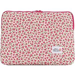 Cute Floral Laptop Sleeve Case Bag Kawaii Aesthetic Laptop Sleeve Protective Soft Pad Bag Aesthetic Computer Carrying Case Bag Zipper Cover Compatible with 14 in Notebook