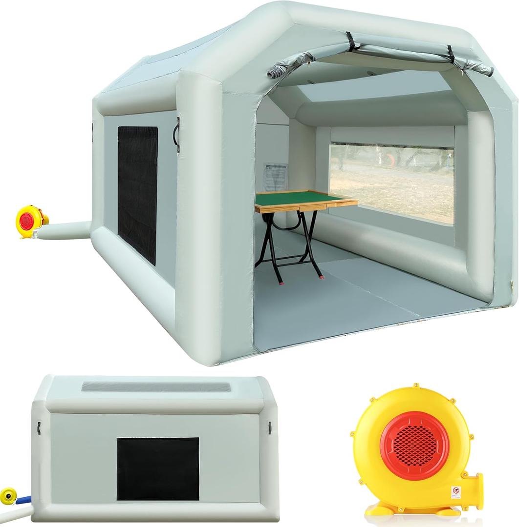 Portable Inflatable Paint Booth Tent with One Blower 550W Inflatable Spray Paint Booth with Air Filter System, Blow Up Paint Booth (10.8x8.2x7.2Ft)