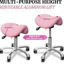 Saddle Stool with Wheels,Rolling Stool,Rolling Chair Ergonomic Swivel Rolling Chair with Hydraulic Lifting Height Adjustable Rolling for Office Medical Massage Salon Drafting(Pink)