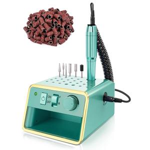 Subay Nail Drill Machine Electric File, Portable for Acrylic Gel Dip Powder Nails, Nail Drill Kit for Manicure Pedicure, Nail Set with Everything, Light Green