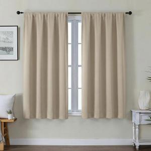 Gwine Blackout Curtains for Bedroom 54 Inches Long - Thermal Insulated Noise Reducing Window Curtain Panels, Room Darkening Curtain Drapes for Living Room, 2 Panels, Each W40 x L54, Biscotti Beige