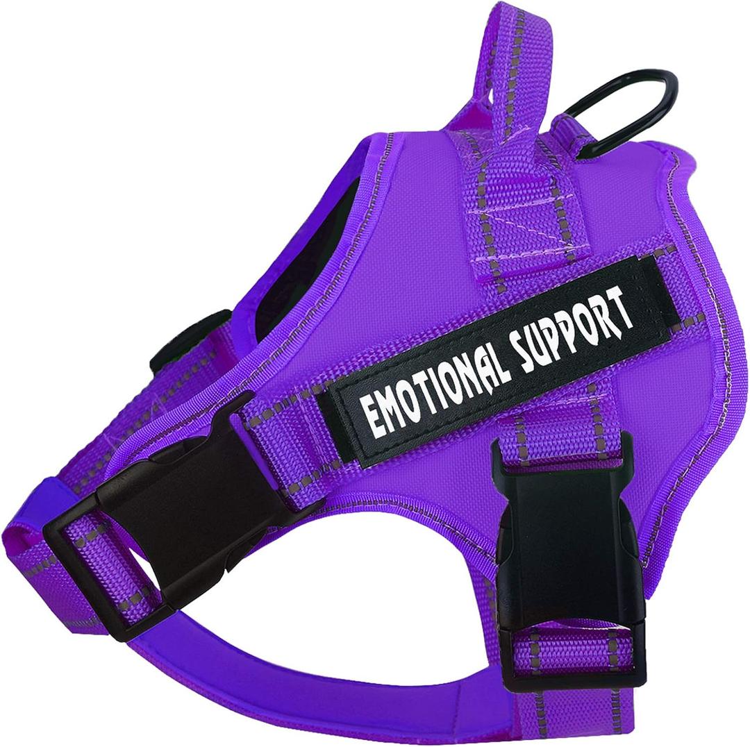 voopet Service Dog Harness, Emotional Support Pet Vest Harness, Reflective Breathable and Adjustable No-Pull ESA Dog Harness for Small Dogs with 4 PCS Removeable Tags(Pack of 1), Purple