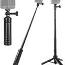 HSU Tripod Stand + Selfie Stick Pole - Waterproof Hand Grip for GoPro Here 13 12 11 Insta360 X5, X4, X3, X2, AKASO DJI Osmo Action Camera Extension Monopod Accessories