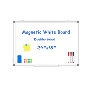 WALGLASS Double-Sided White Board, 24" x 18" Dry Erase Board Magnetic Whiteboard for Wall, Hanging Mounted Whiteboard Silver Aluminium Frame for Home, School, Office, Kitchen