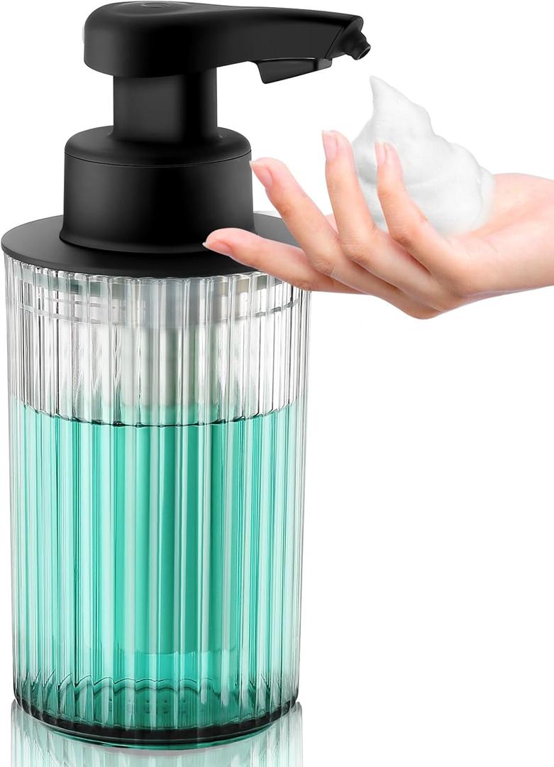 Automatic Soap Dispenser Foaming Touchless: 9oz Black Acrylic - Rechargeable Electric Smart Auto Foam Soap Dispenser - Hand Dish Bathroom Kitchen