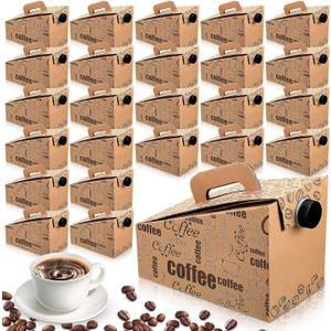 20 Pack Disposable Coffee Box Dispensers 96 oz Insulated Portable Coffee Carrier Containers with Handle for Parties Catering Liquid Carrier