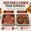 Grill Prep & Serve Tray Set with Lids 5-Piece Grill Carry System | Food Prep System for Marinating, Carrying & Serving, Stainless Steel BBQ Trays for Raw & Cooked Food Separation