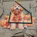 Fall Golden Doodle Decor Outdoor - Golden Doodle Decor Fall Dog Metal Yard Stakes Welcome Autumn Yard Sign for Home Decorations 26.2×12.5 Inch