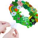 Winlyn 12 Sets St. Patrick's Day Shamrock Wreath Sign Decorations Foam St. Patrick's Day Craft Kits Lucky Shamrock Four-Leaf Clover Rainbow Foam Stickers for Kids Party Favors Classroom Activities