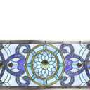 Yogoart Extra Large Horizontal Blue Victorian Stained Glass Window Panels Hanging Transom Window Panels (30" X 10")
