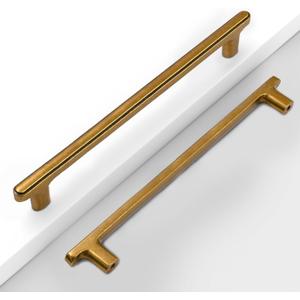 10 Pack 7-1/2''(192mm) Antique Brass Cabinet Pulls Kitchen Vintage Cabinet Handles Aged Brass Drawer Pulls Dresser Hardware for Bathroom Cupboard CK0084 (7.5"/192MM Hole Center)