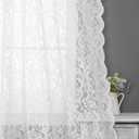 Bujasso White Sheer Lace Curtains 63 inch Vintage Floral Sheer Window Curtain Panels for Living Room Bedroom Light Filtering White Drapes Window Treatment Sets Rod Pocket 2 Panels 54" Wx63 L
