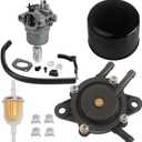 HIFROM Carburetor Carb Kit Fuel Pump Fuel Filter with Oil Filter Replacement for John Deere 108 L105 102 115 105 X120 X145 L107 L108 LA125 LA115 LA105 D110 D105 Lawn Tractor MIA12509 MIA11474