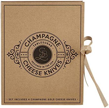 Santa Barbara Design Studio Gift Set Kitchen Essentials TableSugar Kraft Cardboard Book Gift Box, 4-Pieces, Champagne Gold Cheese Knives