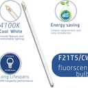 (6pack 34inch F21T5/841 Cool White Fluorescent Light Bulb, 21Watts 4100K T5 Linear Tube Replacement F21W/841/HO,F21T5 CW Full Spectrum CRI85+