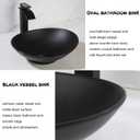 Black Oval Bathroom Vessel Sink with Faucet and Drain Combo - 16"x14" Matte Black Stone Resin Bowl Sink for Above Counter Vanity