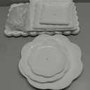 10 Pcs Cake Stand White Plastic Dessert Table Display Set 4 Pcs 3 Tired Cupcake Stand Cookie Tray Rack Serving Tray Cake Display Tower and 6 Pcs Dessert Trays for Wedding Baby Shower Tea Party (White)