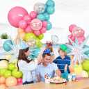 HILAVO Summer Tropical Balloon Arch Garland Kit Iridescent Star Balloons and Transparent Balloon Teal Pastel Pink Orange Yellow Lime Green Balloons for Hawaiian Luau Aloha Birthday Pool Party Decor