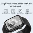 Braided Bands and Case for Apple Watch Bands for Women 40mm 44mm 46mm 42mm 45mm 41mm 38mm Men,Magnetic Nylon Sport Stretchy Solo Loop Elastic Strap with Cover for iWatch Series 11 10 9 8 7 6 5 4 3 SE