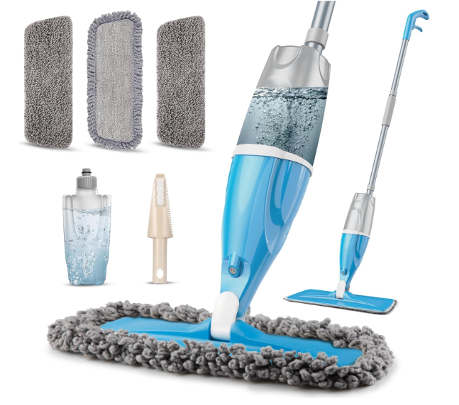 Spray Wet Mops for Floors Cleaning  EXEGO Refillable Floor Flat Mops with 3 Washable Pads for Swiffer Powermop  Home Commercial Dust Mop for Hardwood Laminate Ceramic Tile Wood Vinyl