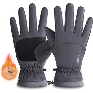 Rivmount Winter Waterproof Ski Snow Warm Gloves for Women Men, Windproof Cold Weather Thermal with Touchscreen Fingers, for Running Driving Cycling Hiking Biking Outdoor Sports Daily Work (Small, Gray)