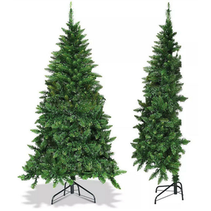 7FT Pre-Lit PVC Artificial Half Christmas Tree 8 Flash Modes w/ 230 LED Lights