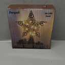 Juegoal Star Tree Topper with 20 LED Lights, Metal Golden Lighted Treetop Ornaments, Battery Powered Light Up Christmas Tree Decorations, 6.5 x 6.5 Inches