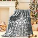 Lahome Christmas Blanket, Christmas Decorations Gifts for Women, Flannel Fleece Winter Holiday Blanket, Fluffy Cozy Soft Christams Throws for Couch Sofa Bed, ChristamsTree Pattern, Gray, 50" X 60"